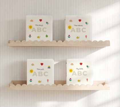 4 ABC Books on a shelf